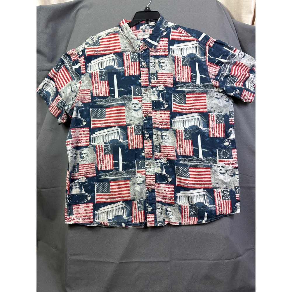 American Legacy 2XL Patriotic USA Flag Mount Rushmore Washington Monument Shirt‎